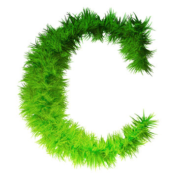 Conceptual green grass 3D font isoalted