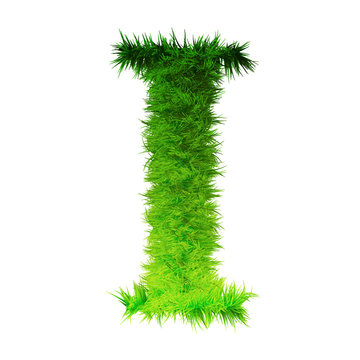 Conceptual green grass 3D font isoalted