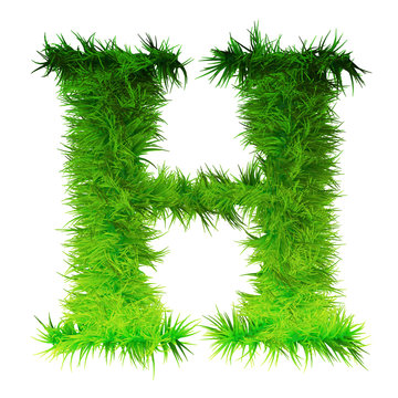 Conceptual green grass 3D font isoalted