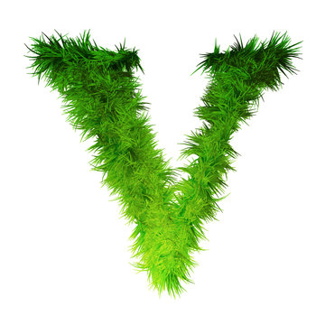 Conceptual green grass 3D font isoalted