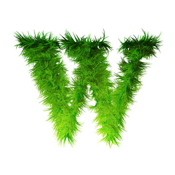 Conceptual green grass 3D font isoalted