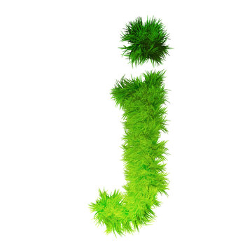 Conceptual green grass 3D font isoalted