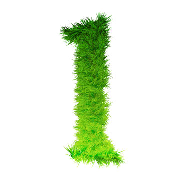Conceptual green grass 3D font isoalted