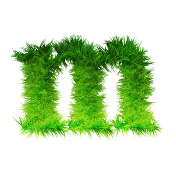 Conceptual green grass 3D font isoalted