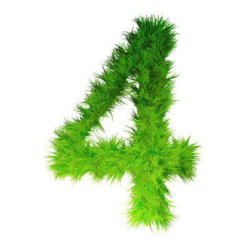 Conceptual green grass 3D font isoalted