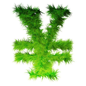 Conceptual green grass 3D font isoalted