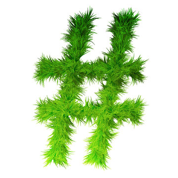 Conceptual green grass 3D font isoalted
