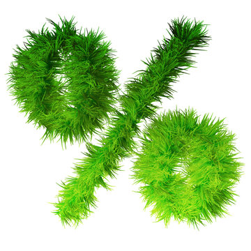 Conceptual green grass 3D font isoalted