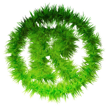 Conceptual green grass 3D font isoalted