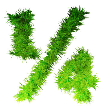 Conceptual green grass 3D font isoalted