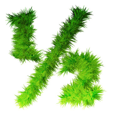 Conceptual green grass 3D font isoalted