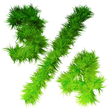 Conceptual green grass 3D font isoalted
