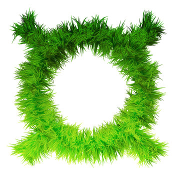 Conceptual green grass 3D font isoalted