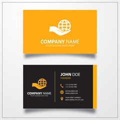 Poster - Globe in hand icon. Business card template