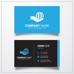 Poster - Globe in hand icon. Business card template