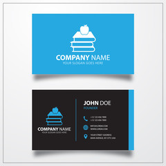 Poster - Books with apple icon. Business card template
