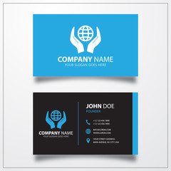 Poster - Globe in hand icon. Business card template