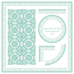Wall Mural - Vintage Frame Pattern Set 244 Curve Dot Line Cross