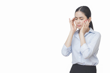 business woman  headache isolated on white background, asian bea