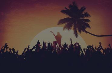 Wall Mural - Summer Music Festival Beach Party Performer Excitement Concept