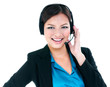 © iPortret - Happy young customer service woman with headset