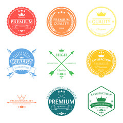 Set of premium quality labels and badges vector