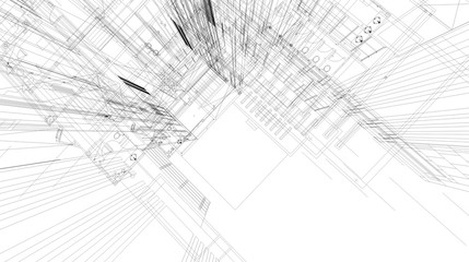 Poster - abstract 3d rendering of matrix wireframe space.