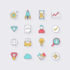 Poster - Line icons set in flat design. Elements of business, startup, ti