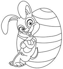 Wall Mural - Outlined bunny with easter egg