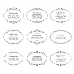 Wall Mural - Vintage oval frames set isolated on white.