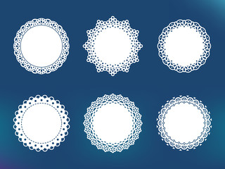 Vector decorative lace frames. Doily templates for logo, names