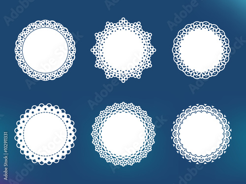 Fotografia, Obraz Vector decorative lace frames. Doily templates for logo, names