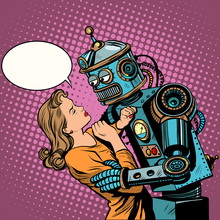 Robot Woman Love Computer Technology