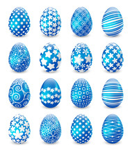 Set Of Blue Easter Eggs