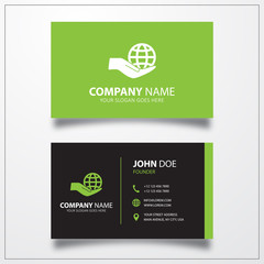 Poster - Globe in hand icon. Business card template