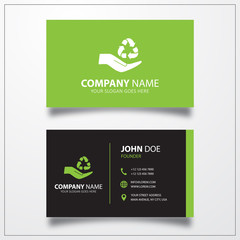Poster - Recycle with hand icon. Business card template