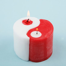 White And Red Yin Yang Handmade Candle