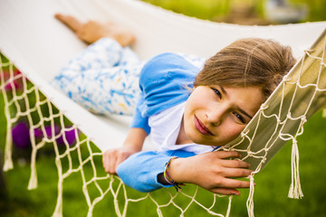 Wall Mural - Girl in the hammock