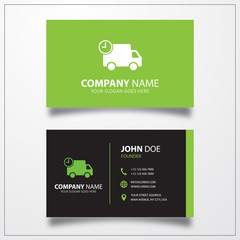 Canvas Print - Truck with time, fast delivery icon. Business card template