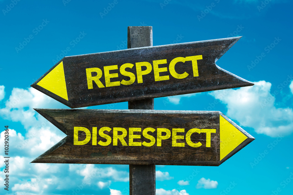 Respect D Respect - Disrespect signpost with sky background Stock Photo | Adobe Stock