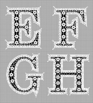 White Lace. Letters E, F, G, H.