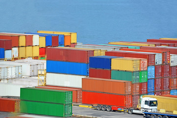 Cargo container in port