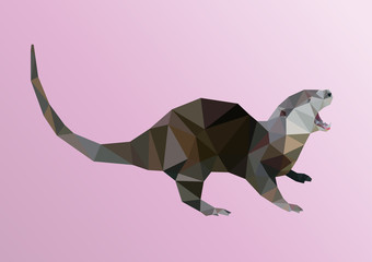 polygonal otter, polygon geometric animal, vector