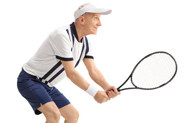 Sticker - Active senior man playing tennis