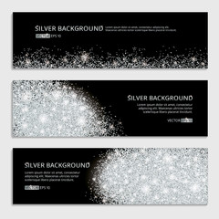 Wall Mural - Silver banner glitter background