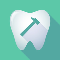 Poster - long shadow tooth icon with a hammer