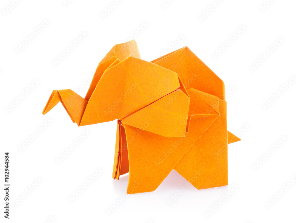 Orange elephant of origami - obrazy, fototapety, plakaty 