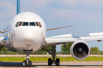 Airplane ready to fly. Travel and transportation industry concept