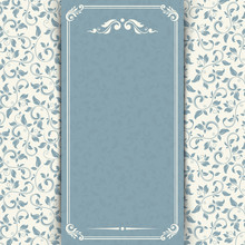 Blue Invitation Card With Floral Pattern. Vector Eps-10.