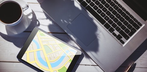 Poster - Composite image of illustrative image of map 